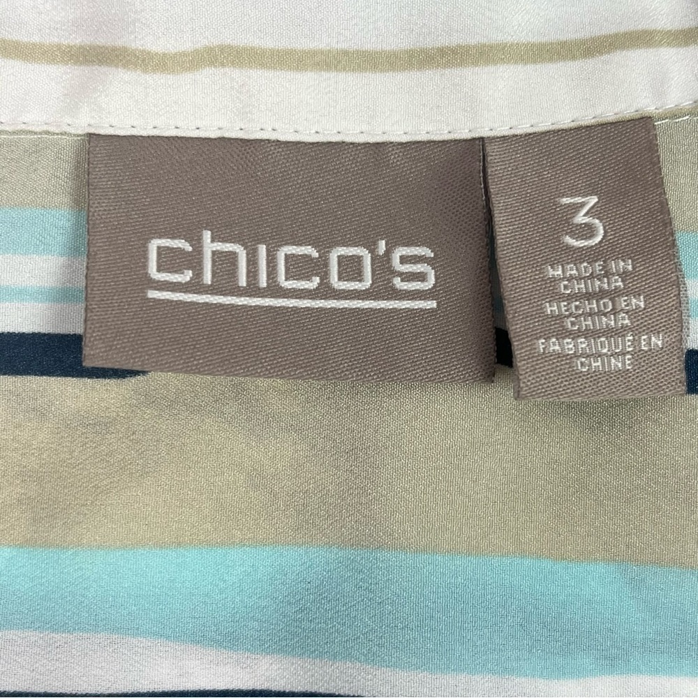 Chicos Womens Lightweight Jacket Cover Up Full Zip Stipe Polyester Size 3 - Picture 8 of 10